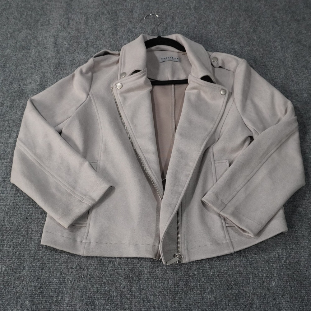 Bagatelle Collection Women's Faux Suede Moto Biker‎ Jacket - Neutral Color